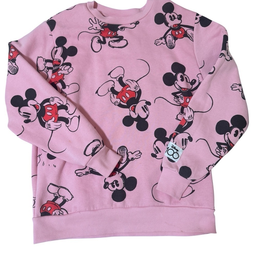 Disney Pink Mickey Mouse All-Over Print Crewneck Sweatshirt